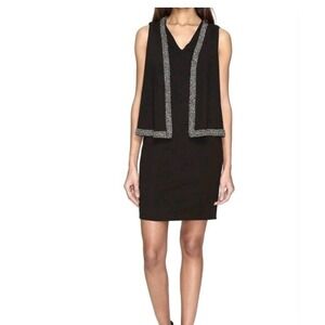 Adrianna Papell NWT Womens Black Crepe Cold Shoulder Cape Sheath Dress Sz 14W